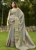 Sattin Grey Festival Wear Weaving Saree